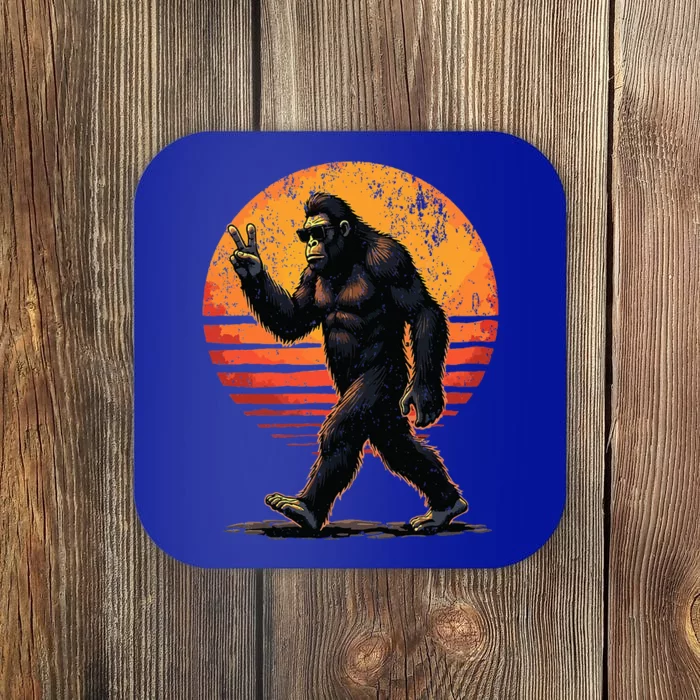 Peace Sign Bigfoot Sasquatch Sunset Graphic Big Foot Coaster