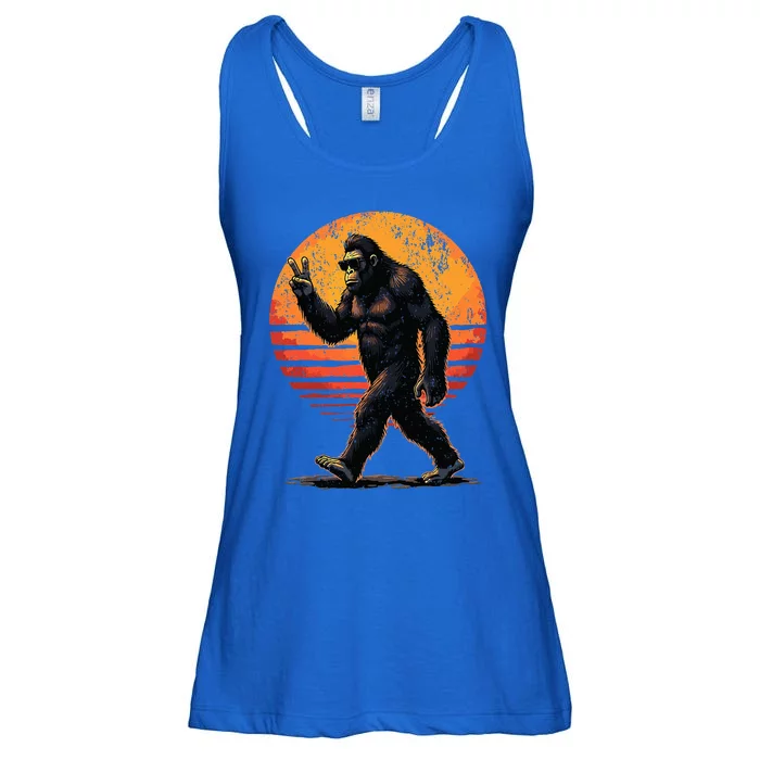 Peace Sign Bigfoot Sasquatch Sunset Graphic Big Foot Ladies Essential Flowy Tank