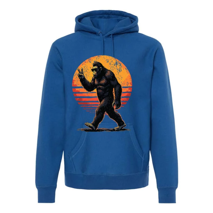 Peace Sign Bigfoot Sasquatch Sunset Graphic Big Foot Premium Hoodie