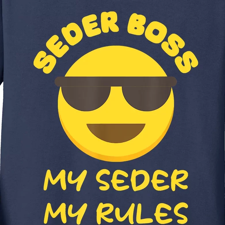 Passover Seder Boss My Rules Jewish Funny PESACH Matzah Kids Long Sleeve Shirt