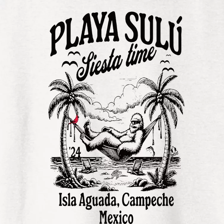 Playa Sulu Bigfoot Siesta Time 24 Paraiso Familiar Women's Crop Top Tee