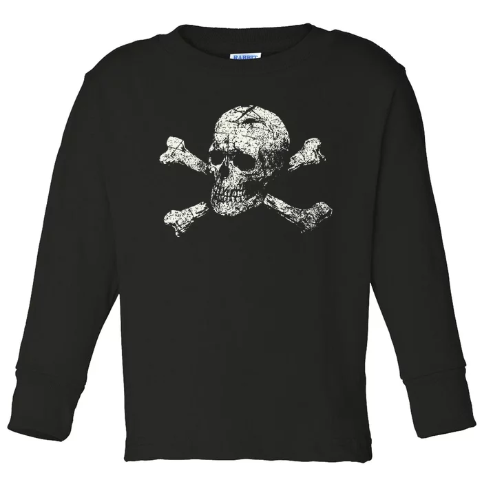 Pirate Skull Banner - Jolly Roger Symbol Toddler Long Sleeve Shirt