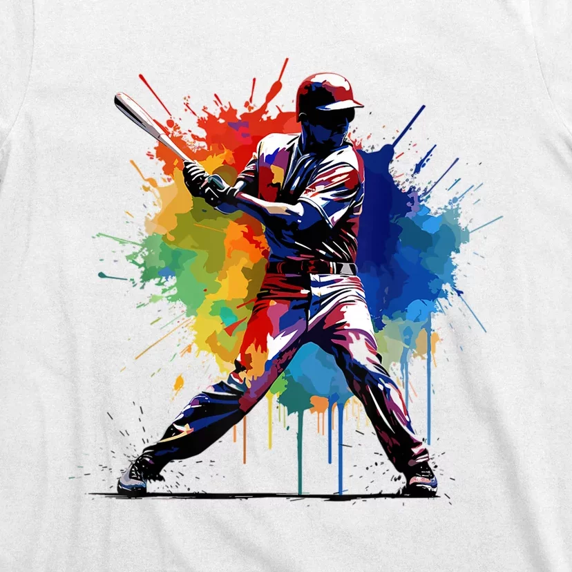 Paint Splash Baseball Player Gift For Fan T-Shirt