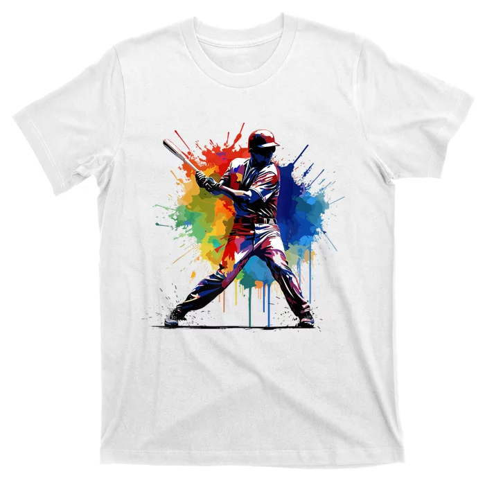 Paint Splash Baseball Player Gift For Fan T-Shirt