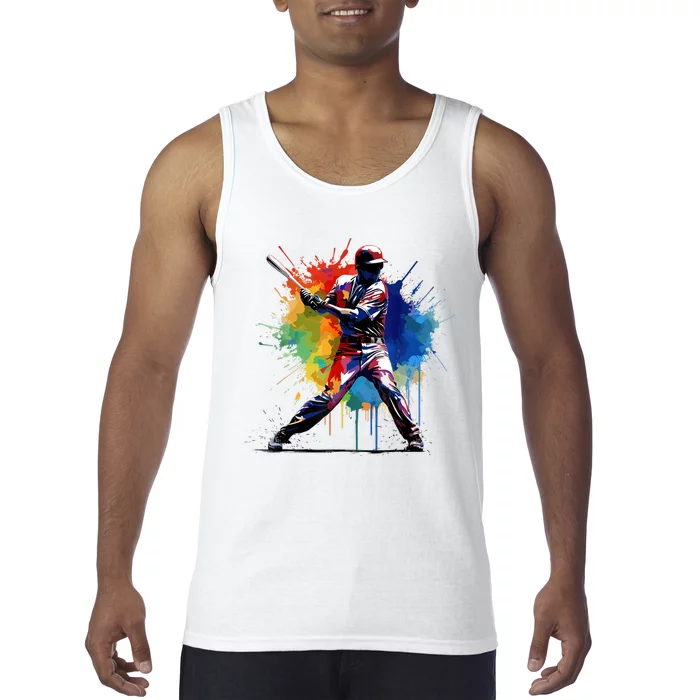 Paint Splash Baseball Player Gift For Fan Tank Top