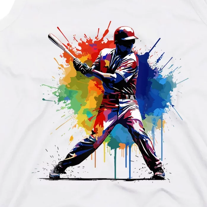 Paint Splash Baseball Player Gift For Fan Tank Top