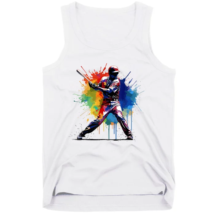 Paint Splash Baseball Player Gift For Fan Tank Top