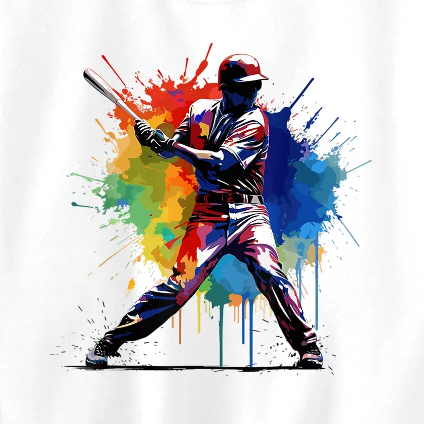 Paint Splash Baseball Player Gift For Fan Kids Sweatshirt