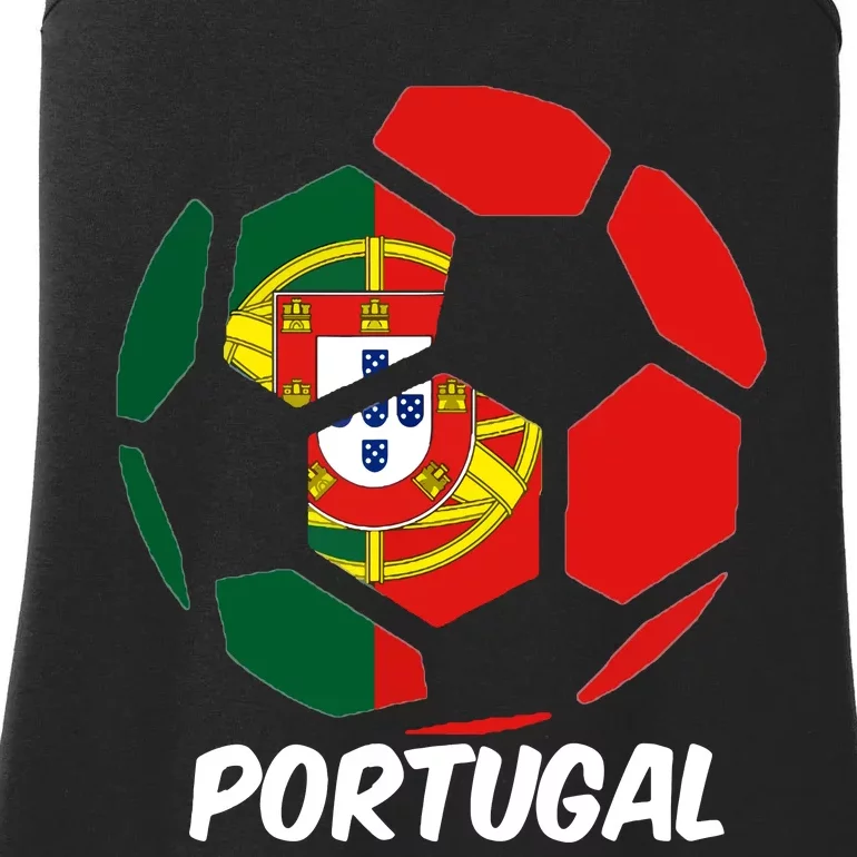 Portugal Soccer Ball Flag Futbol Portuguese Pride Ladies Essential Tank