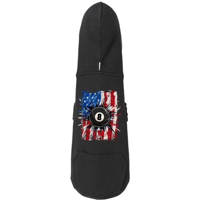 Pool Snooker Billiards Player 8 Ball USA American Flag Doggie 3-End Fleece Hoodie