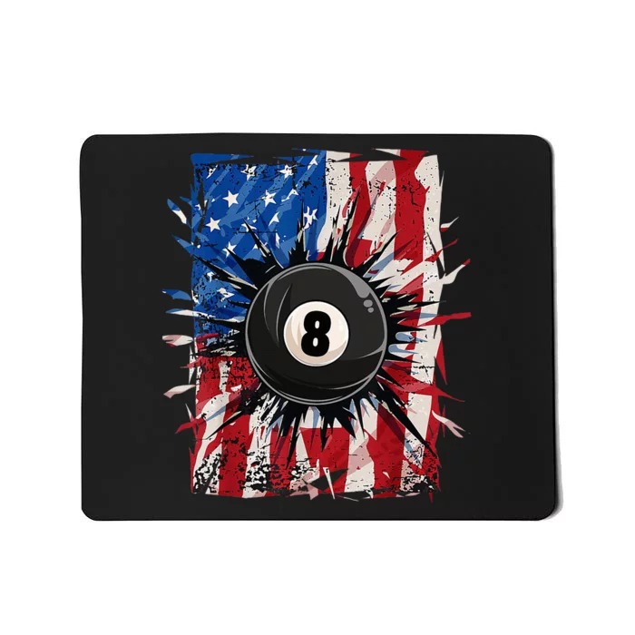 Pool Snooker Billiards Player 8 Ball USA American Flag Mousepad