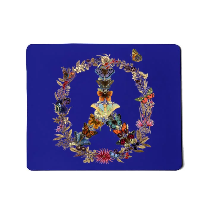 Peace Sign Butterflies Flowers 60's 70s Retro Gift Hippie Cool Gift Mousepad