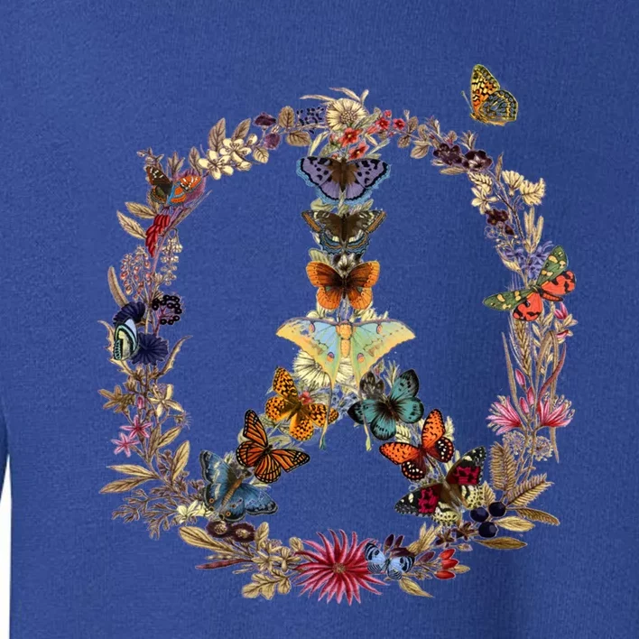 Peace Sign Butterflies Flowers 60's 70s Retro Gift Hippie Cool Gift Toddler Sweatshirt