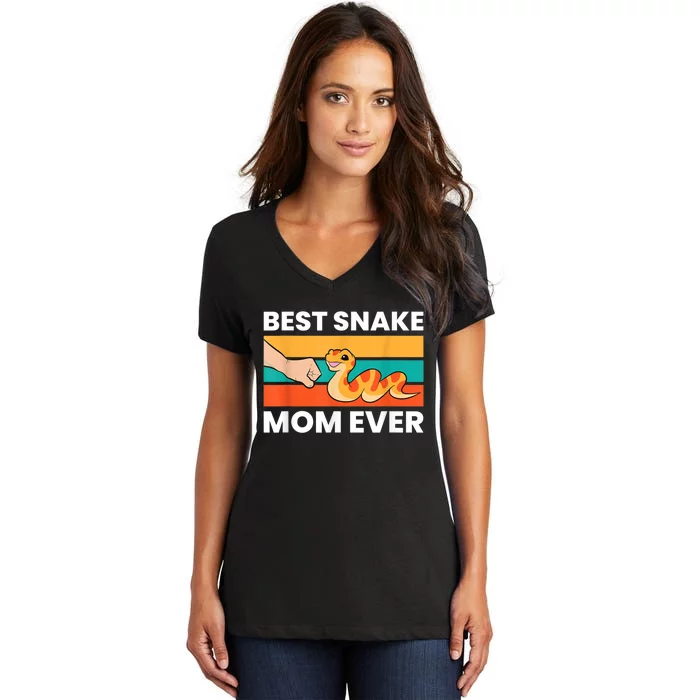 Pet Snake Best Snake Mom Ever Women's V-Neck T-Shirt