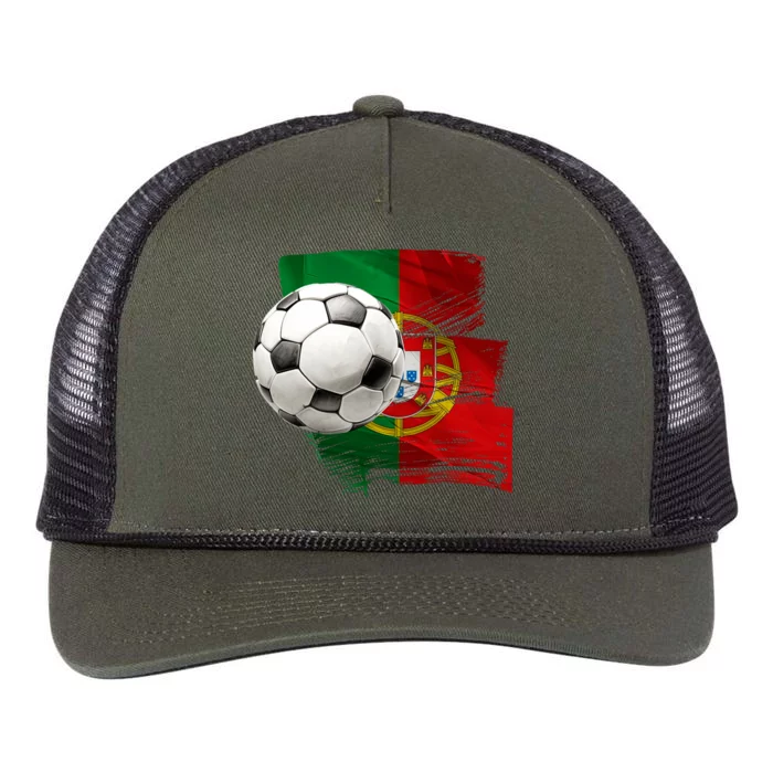 Portugal Soccer Ball Retro Rope Trucker Hat Cap