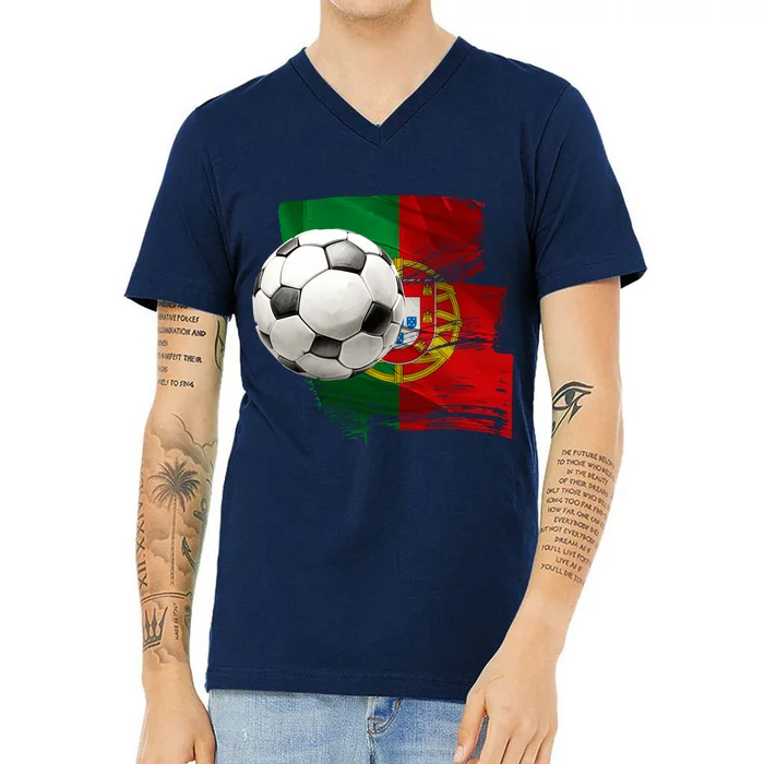 Portugal Soccer Ball V-Neck T-Shirt