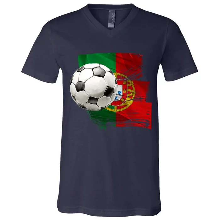 Portugal Soccer Ball V-Neck T-Shirt