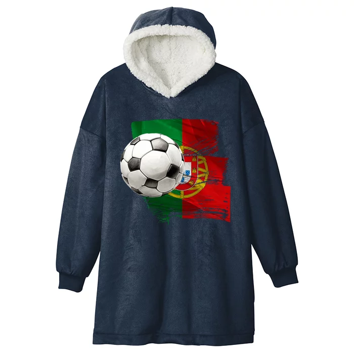 Portugal Soccer Ball Hooded Wearable Blanket