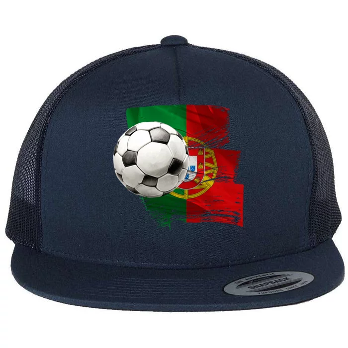 Portugal Soccer Ball Flat Bill Trucker Hat