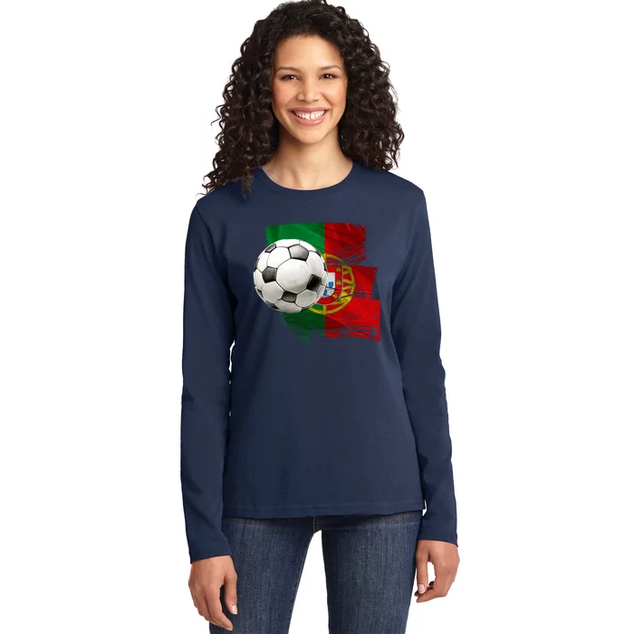 Portugal Soccer Ball Ladies Long Sleeve Shirt