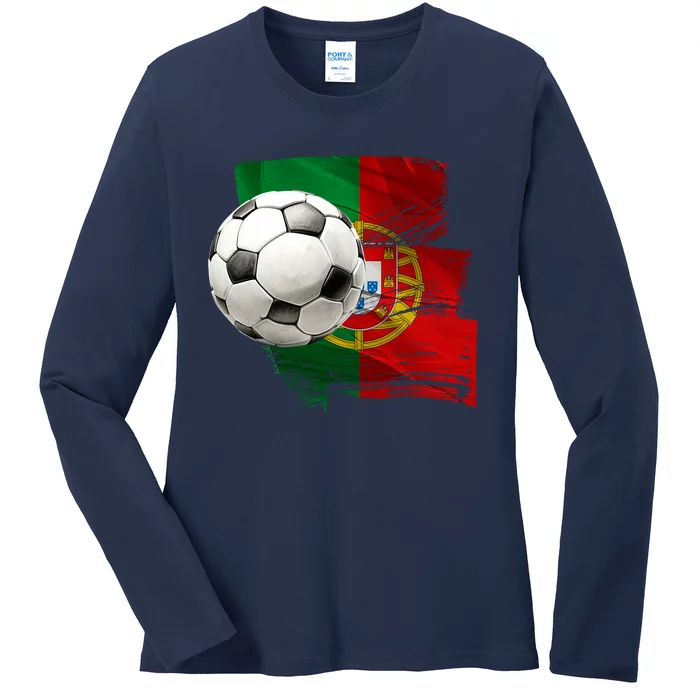 Portugal Soccer Ball Ladies Long Sleeve Shirt