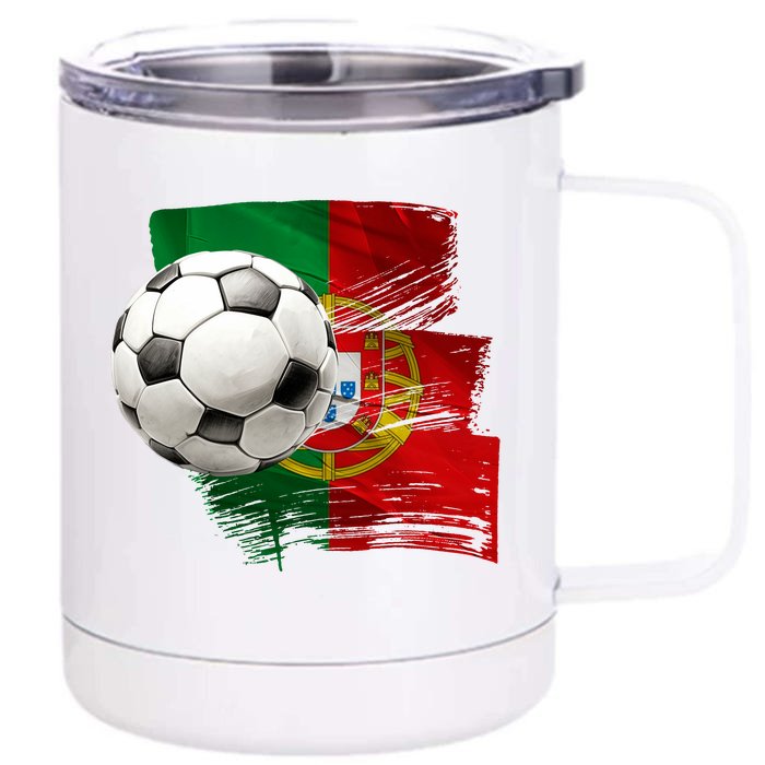 Portugal Soccer Ball Front & Back 12oz Stainless Steel Tumbler Cup