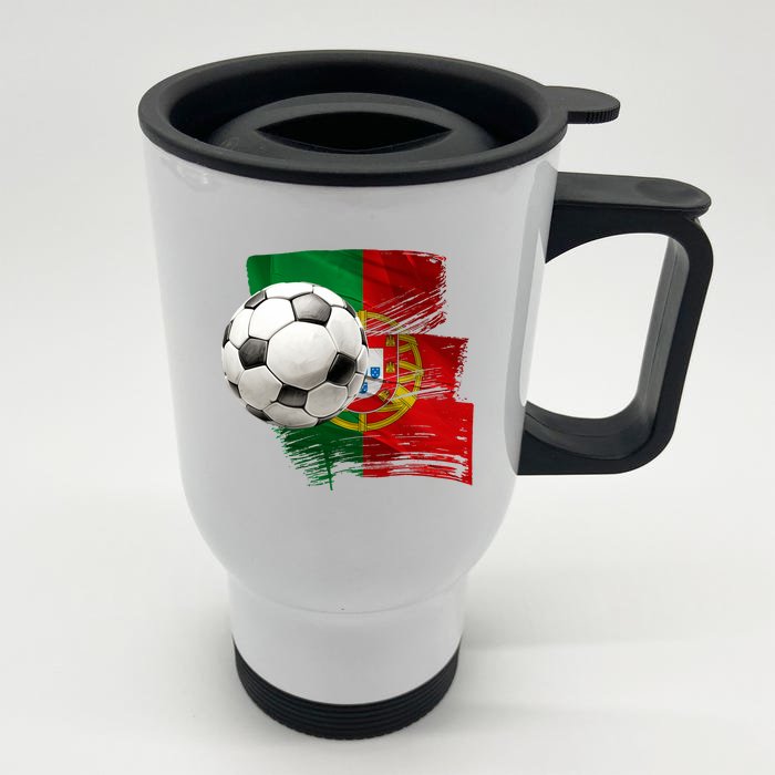 Portugal Soccer Ball Front & Back Stainless Steel Travel Mug