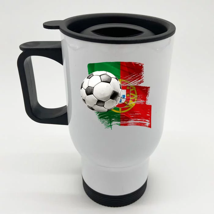 Portugal Soccer Ball Front & Back Stainless Steel Travel Mug