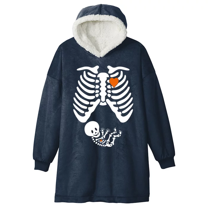 Pregnant Skeleton Costume Halloween Pregnancy Gift Hooded Wearable Blanket