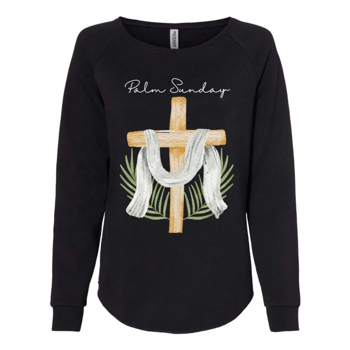 Palm Sunday Cross With Palm Leaves Gift Womens California Wash Sweatshirt