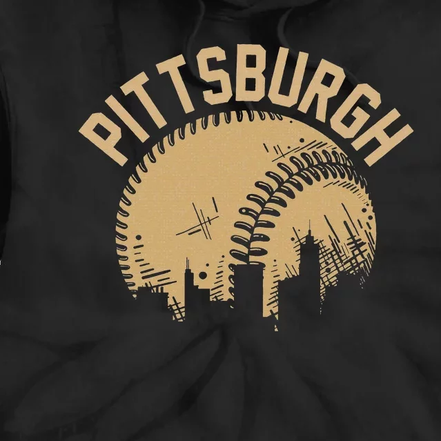 Pittsburgh Steel City Retro Skyline Bridge Pride Tie Dye Hoodie