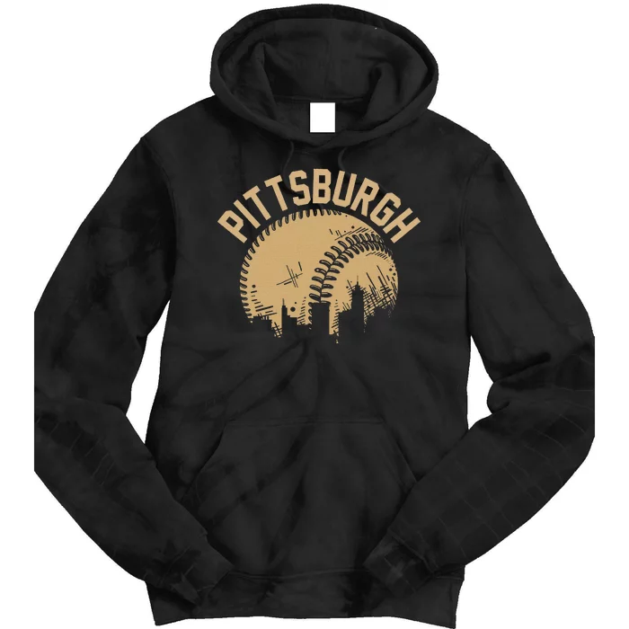 Pittsburgh Steel City Retro Skyline Bridge Pride Tie Dye Hoodie