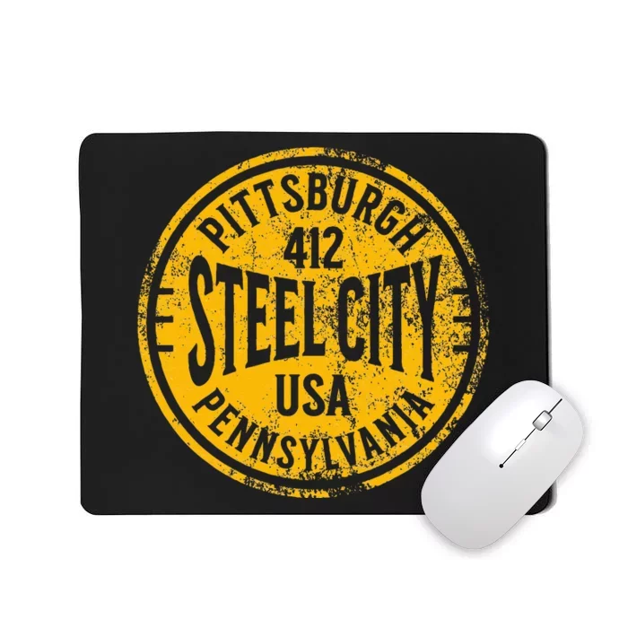 Pittsburgh Steel City Pennsylvania 412 Home Vintage Mousepad