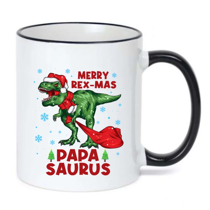 Papa Saurus Christmas Santa Dinosaur Merry Rexmas Family Cute Gift Black Color Changing Mug