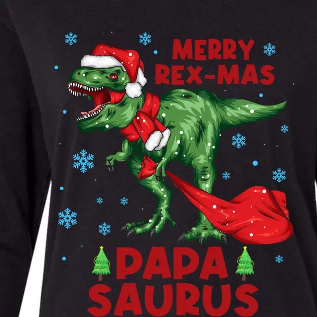 Papa Saurus Christmas Santa Dinosaur Merry Rexmas Family Cute Gift Womens Cotton Relaxed Long Sleeve T-Shirt