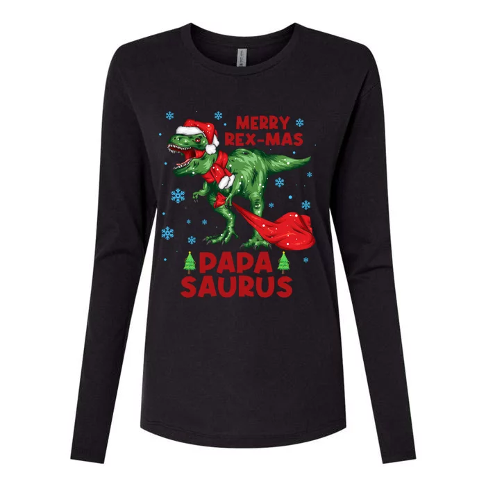 Papa Saurus Christmas Santa Dinosaur Merry Rexmas Family Cute Gift Womens Cotton Relaxed Long Sleeve T-Shirt