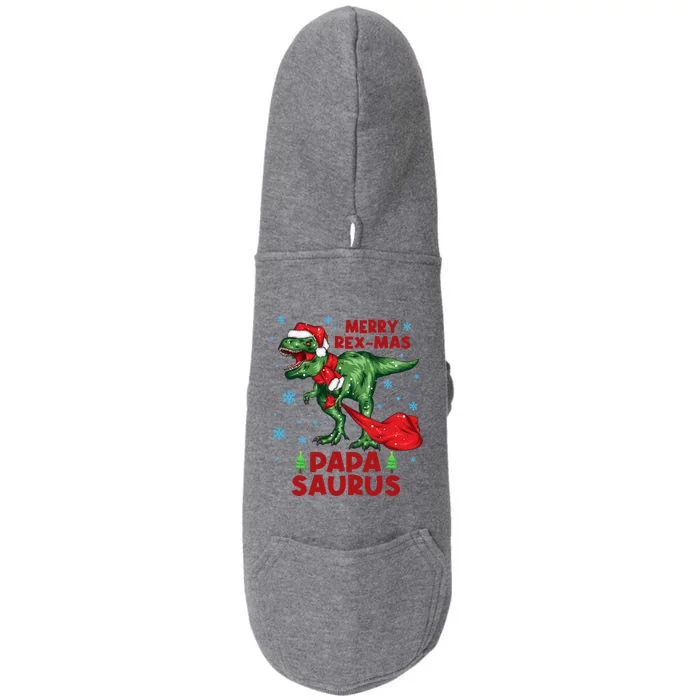 Papa Saurus Christmas Santa Dinosaur Merry Rexmas Family Cute Gift Doggie 3-End Fleece Hoodie