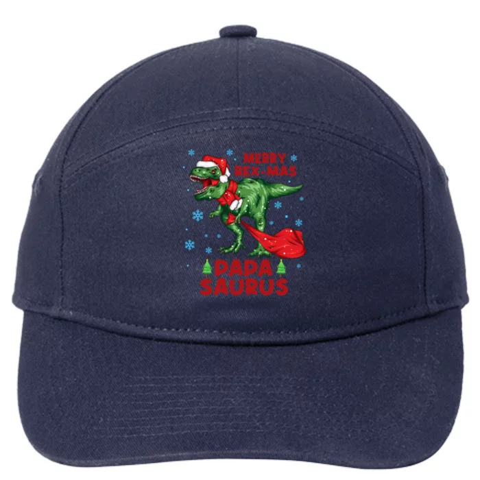 Papa Saurus Christmas Santa Dinosaur Merry Rexmas Family Cute Gift 7-Panel Snapback Hat