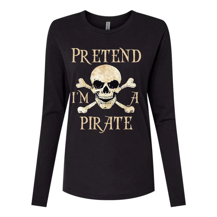 Pirate Skull Crossbones Halloween Costume Accessory Womens Cotton Relaxed Long Sleeve T-Shirt