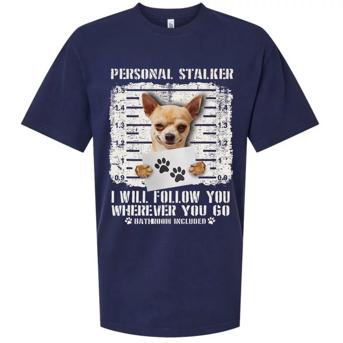 Personal Stalker Chihuahua Dog Arrested Jail Photo Funny Sueded Cloud Jersey T-Shirt