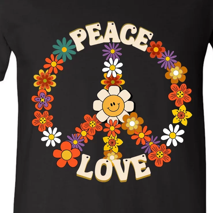 Peace Signs Coloured For 60s 70s Outfits V-Neck T-Shirt