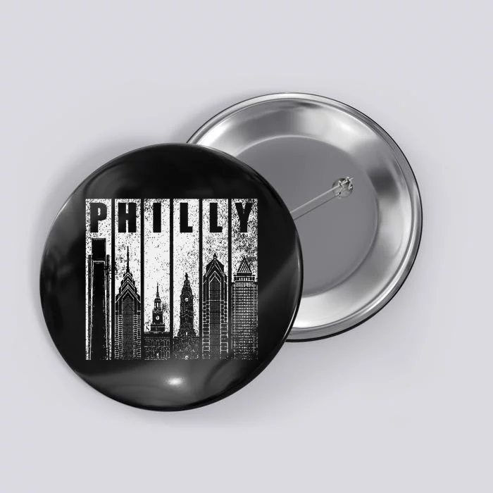 Philadelphia Skyline City Distressed Button