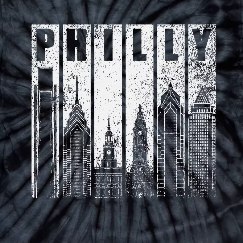 Philadelphia Skyline City Distressed Tie-Dye T-Shirt