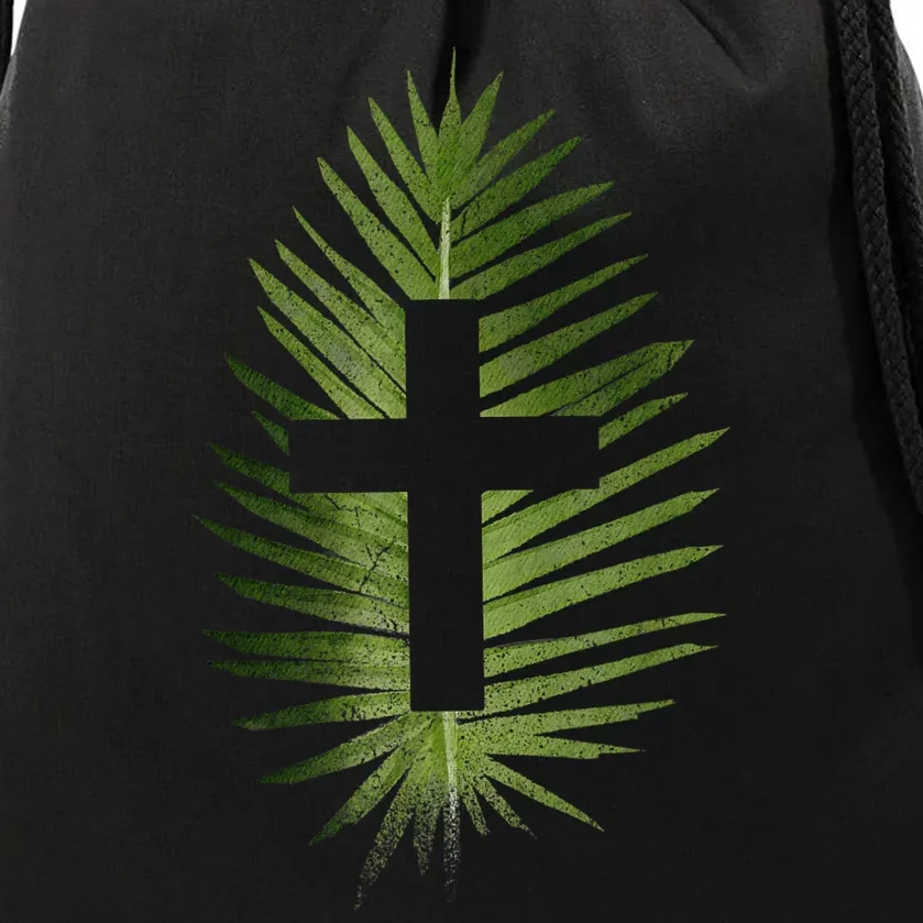 Palm Sunday Christian Palm Leaf Cross Drawstring Bag