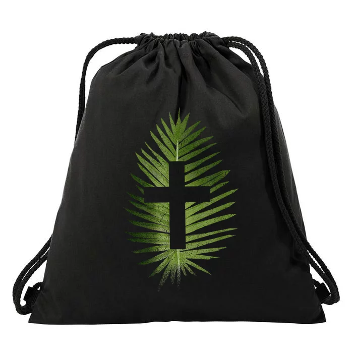 Palm Sunday Christian Palm Leaf Cross Drawstring Bag