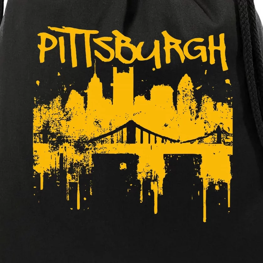 Pittsburgh Steel City Skyline Drawstring Bag