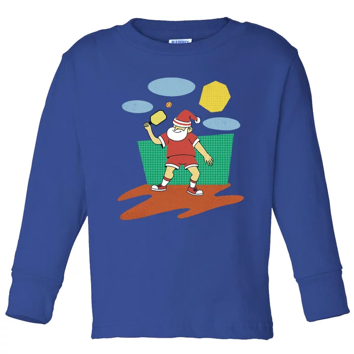 Pickleball Santa Claus Toddler Long Sleeve Shirt