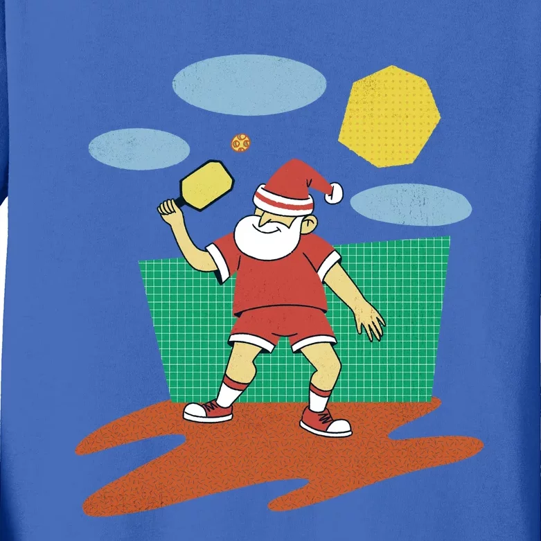 Pickleball Santa Claus Kids Long Sleeve Shirt