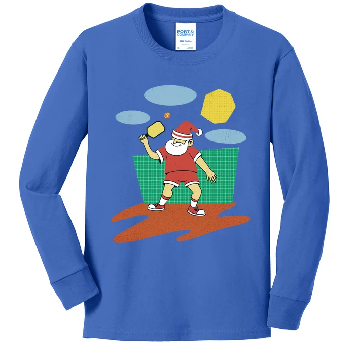 Pickleball Santa Claus Kids Long Sleeve Shirt