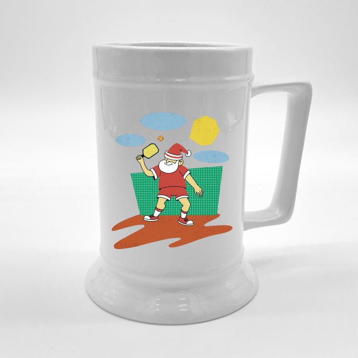 Pickleball Santa Claus Front & Back Beer Stein